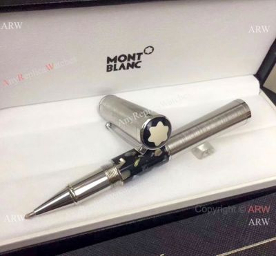 New Replica Mont Blanc Gandhi Rollerball Pen Silver and Marble Pen